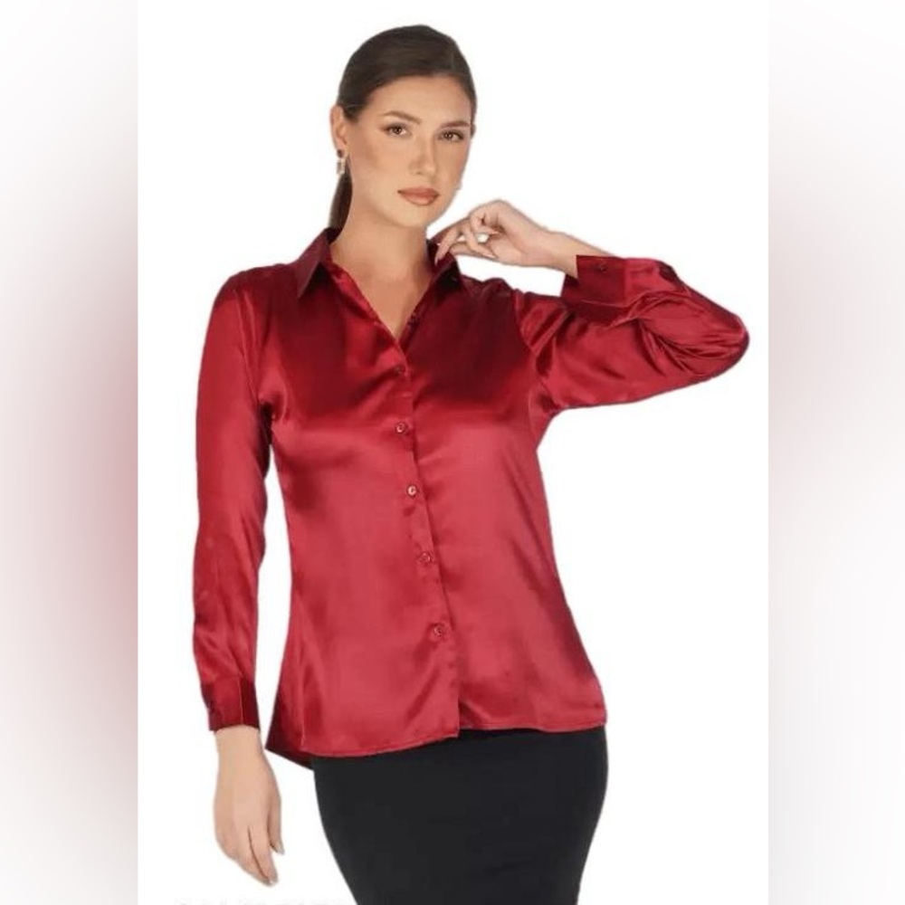 Villager Red Satin Button Down Shirt